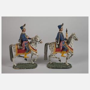Paar Krippenfiguren als Husaren