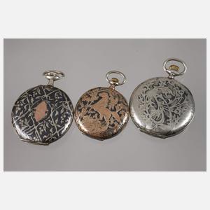 Sechs Taschenuhren Niello
