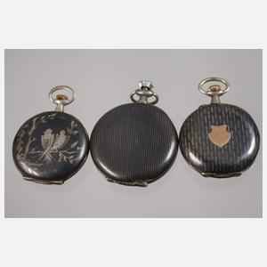 Sechs Damenhängeuhren Niello