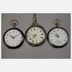 Sechs Damenhängeuhren Niello