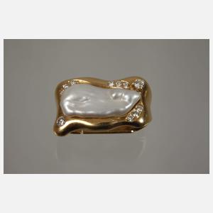 Schmuckset mit Barockperlen und Brillanten