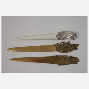 Sechs Brieföffner mit Tiermotiven