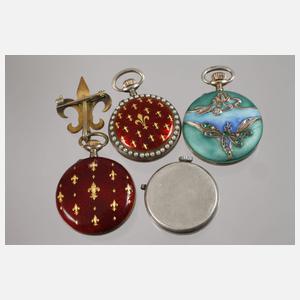 Sammlung Jugendstiluhren und -broschen