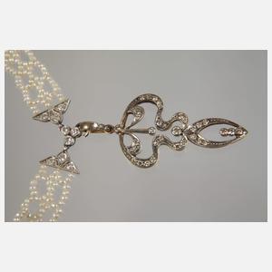 Perlencollier mit Diamanten