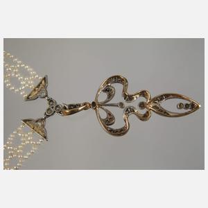 Perlencollier mit Diamanten
