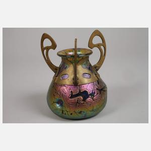 Kralik Jugendstilvase mit Metallmontierung