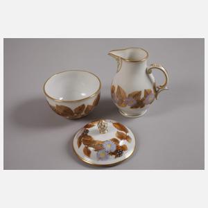 Nymphenburg Kernstück und Tablett Herbstlaubdekor