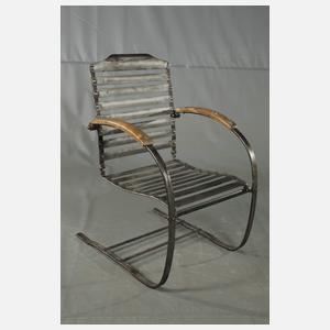 Paar Freischwinger-Gartenstühle