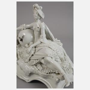 Meissen "Uhrgehäuse mit Jägerin und Hund"