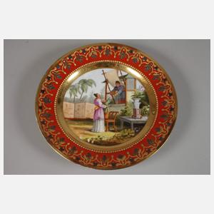 Frankreich Zierteller Chinoiserie Gartenszene
