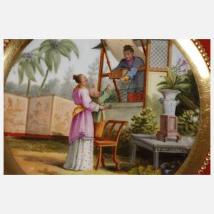 Frankreich Zierteller Chinoiserie Gartenszene