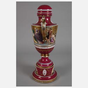 Böhmen Prunkvase mit Postament im Alt-Wiener Stil