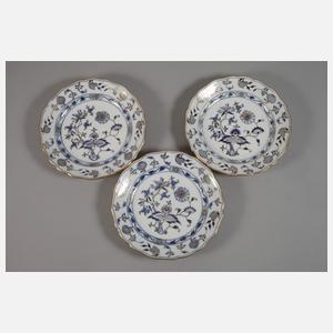 Meissen sechs Speiseteller "Zwiebelmuster, schattiert"