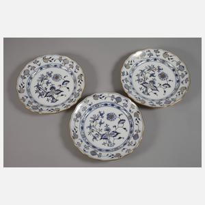 Meissen sechs Speiseteller "Zwiebelmuster, schattiert"