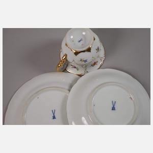 Meissen Prunkgedeck und Vase "B-Form"