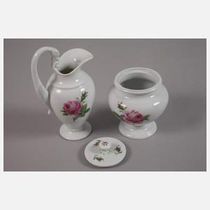 Meissen Kaffeeservice "Schwanenhals/Rote Rose"