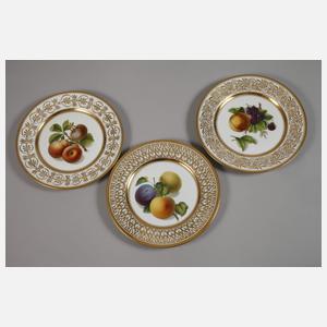 Nymphenburg sechs prunkvolle Obstteller