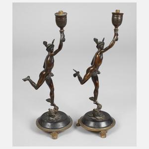 Paar figürliche Leuchter als Hermes