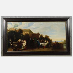 Feiernde Renaissancegesellschaft vorm Schloss