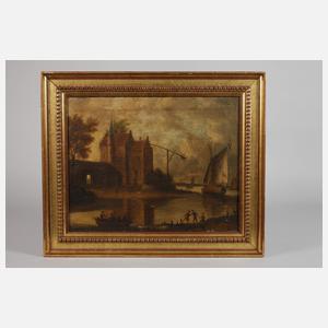 Holländische Hafenszene um 1800