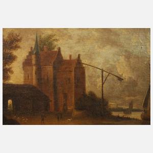 Holländische Hafenszene um 1800