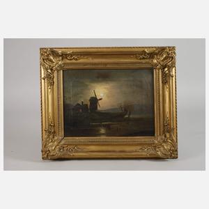 Hans Rembrandt, Windmühle im Mondenschein