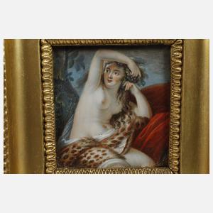 Miniaturmalerei Mädchen mit Leopardenfell