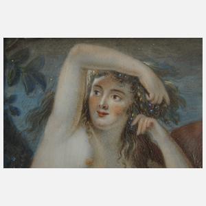 Miniaturmalerei Mädchen mit Leopardenfell