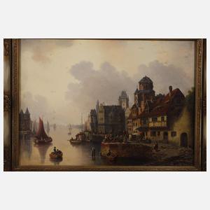 Niederländische Altstadtansicht mit Stadthafen