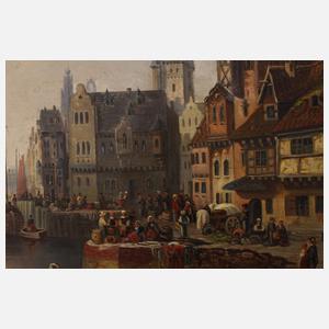 Niederländische Altstadtansicht mit Stadthafen