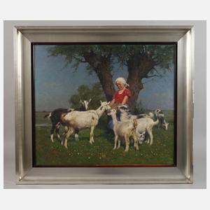 Karl Feiertag, attr., Die junge Ziegenhirtin