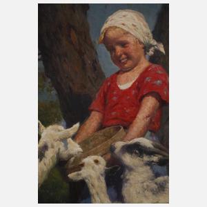 Karl Feiertag, attr., Die junge Ziegenhirtin