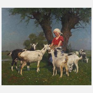 Karl Feiertag, attr., Die junge Ziegenhirtin