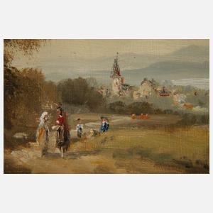 Willi Kant, Seenlandschaft mit Figuren