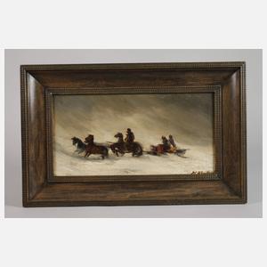 Paar Gemälde mit Fuhrwerken und Pferden