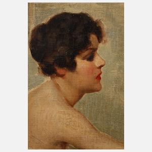 Dame bei der Toilette