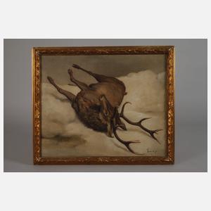 Erlegter Hirsch im Schnee