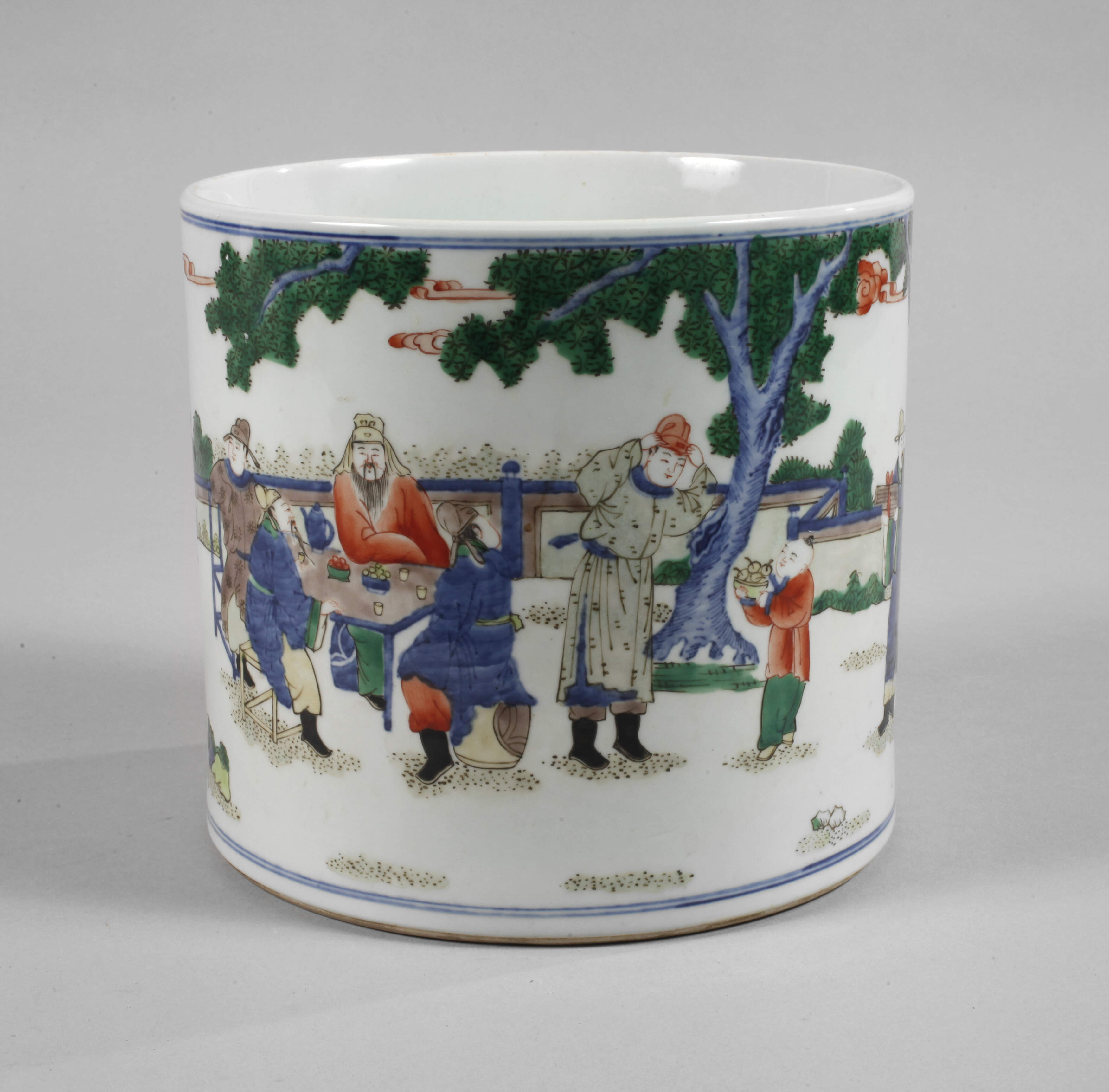 Bitong Famille Verte "Beamte beim Weingenuss"