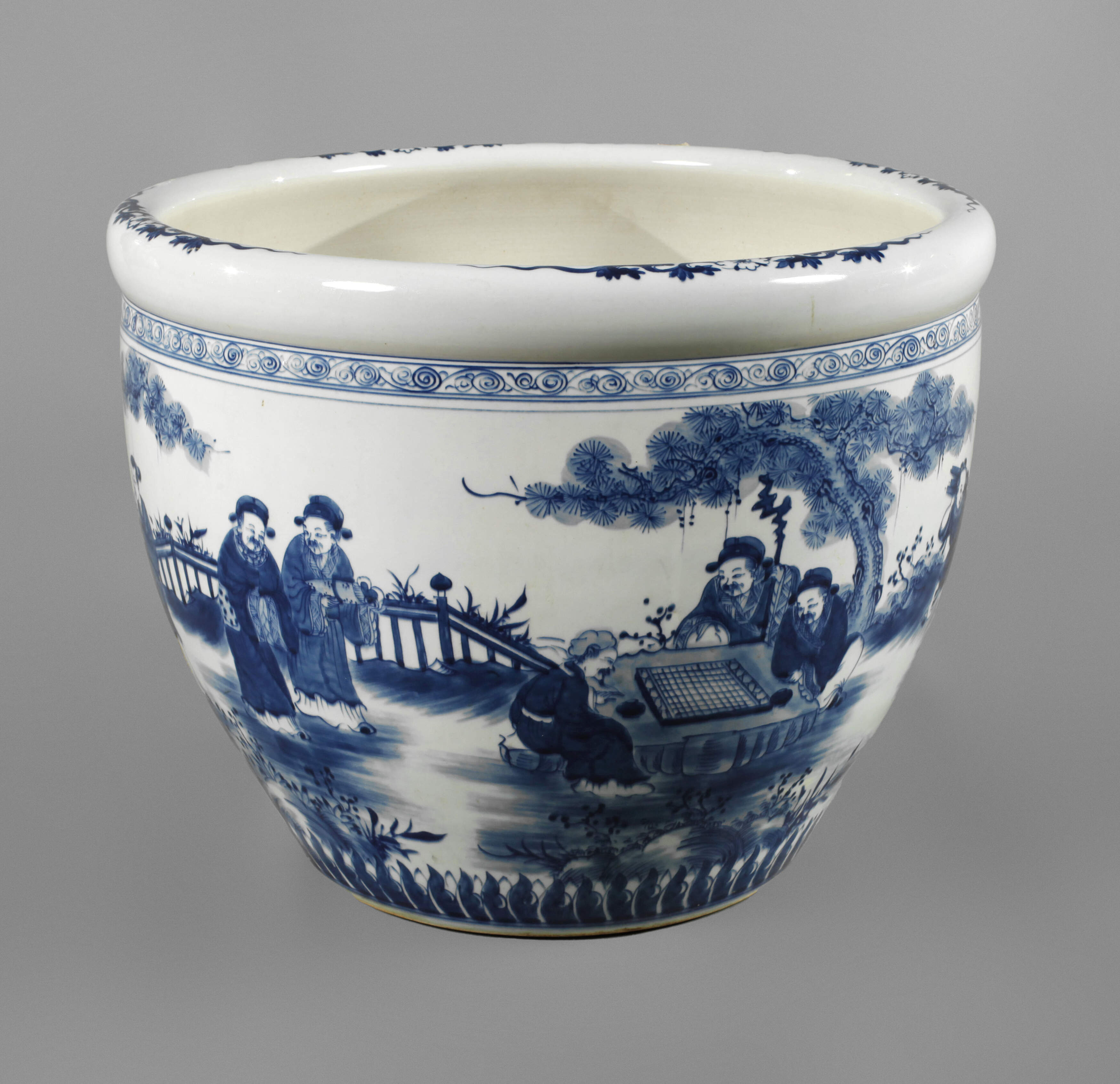 Sehr große Fish Bowl "Gelehrte im Palastgarten"