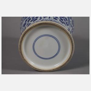 Paar große Balustervasen mit Vogel-Blumen-Dekor