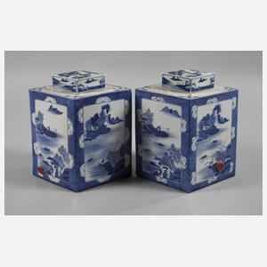 Paar Teacaddys in Lozenge-Form