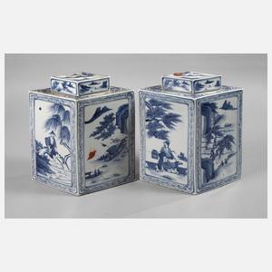 Paar Teacaddys in Lozenge-Form