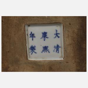 Paar eckige Pflaumenblüten-Balustervasen