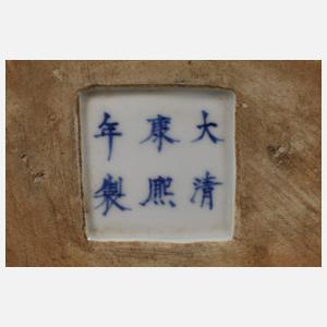 Paar eckige Balustervasen "Blumen der 4 Jahreszeiten"