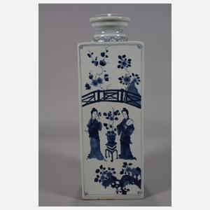 Drei große eckige Flaschenvasen "Chrysanthemenschau"