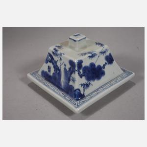 Paar große eckige Deckelvasen "Grackeln und 3 Freunde des Winters"