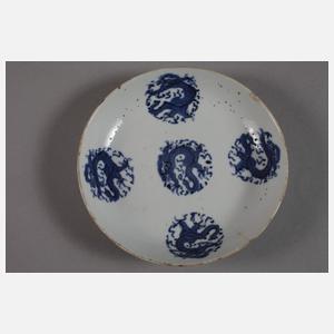 Paar Teller mit Drachenmedaillons