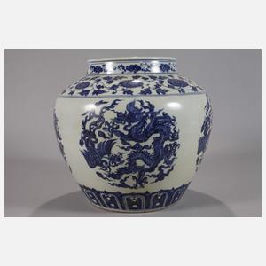 Große Schultervase mit Drachen-Phönix-Medaillons