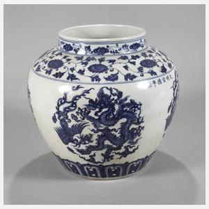 Große Schultervase mit Drachen-Phönix-Medaillons