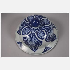 Sehr große Deckelvase mit Päonienblüten